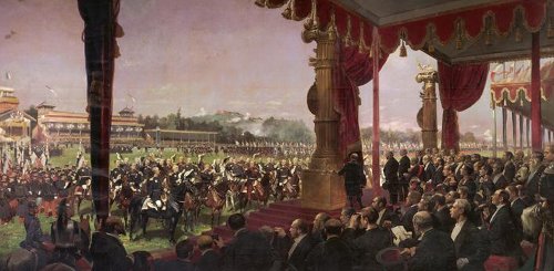 Remise de ses nouveaux drapeaux et étendards à l’armée française sur l’hippodrome de Longchamp par Jean-Baptiste Detaille, 1880